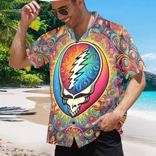 Grateful Dead Hawaiian Button Shirt.  70's Music