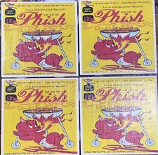 Set of 4 Phish Ceramic Table Handmade Waterproof Cork Back Coasters. New.
