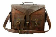 Men's Genuine Leather Vintage Laptop Handmade Briefcase Satchel Messenger Bag