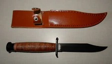 SURVIVOR Fixed Stainless Steel Blade Knife & Leather Sheath 9" Long NEVER USED