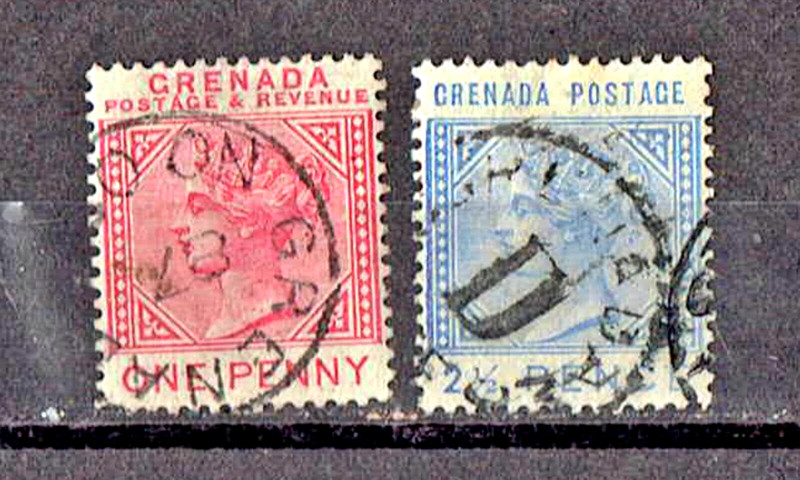 GRENADA Queen Victoria 1883 Carmine, Ultramarine SG#31, 32.  1p, 2 1/2p VFU