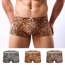 Boxer uomo U convesso stampa leopardata intimo pantaloncini fitness M/L/XL/2XL