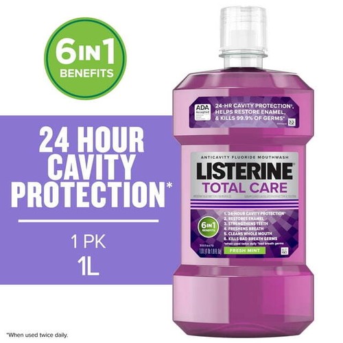 Listerine Total Care Anticavity Fluoride Mouthwash Fresh Mint 1 L