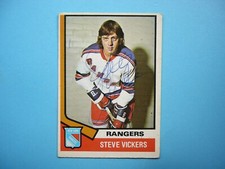 1974/75 O-PEE-CHEE NHL HOCKEY CARD #29 STEVE VICKERS VG/VG+ AUTO AUTOGRAPH OPC