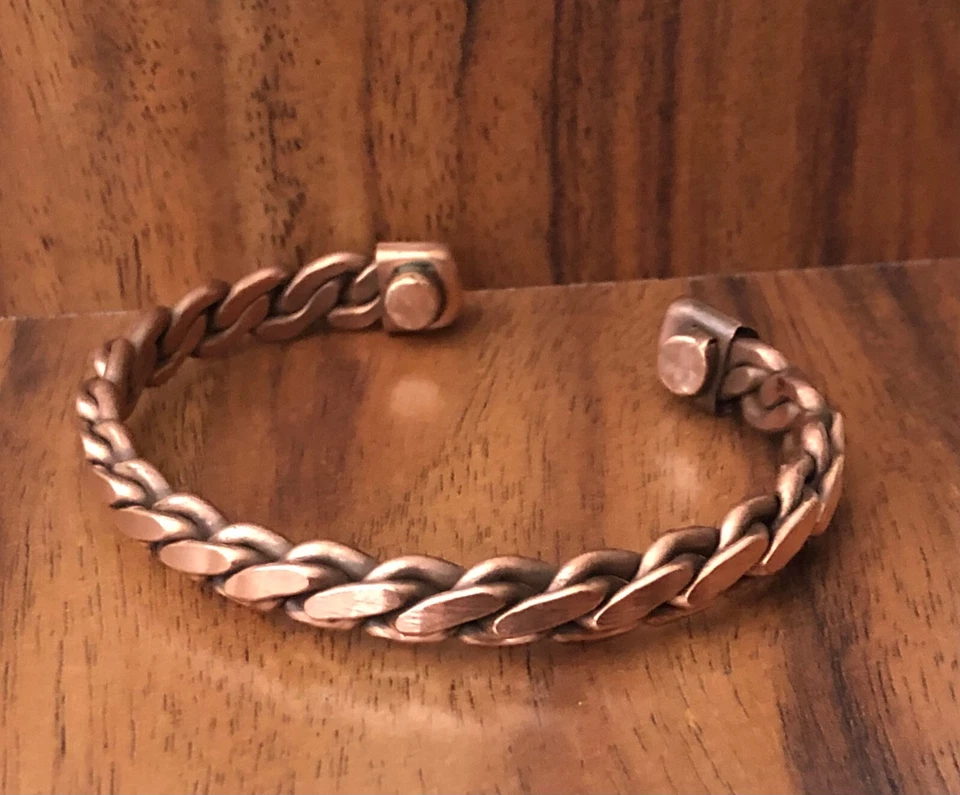 Brazalete brazalete magnético de cobre puro torcido pesado para terapia del dolor de artritis Foto 3 de 4