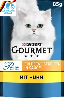 BESUCHE DEN GOURMET-STORE Gourmet Perle Erlesene Streifen Katzenfutter Nass, Mit Huhn, 26Er Pack (26 X 85G