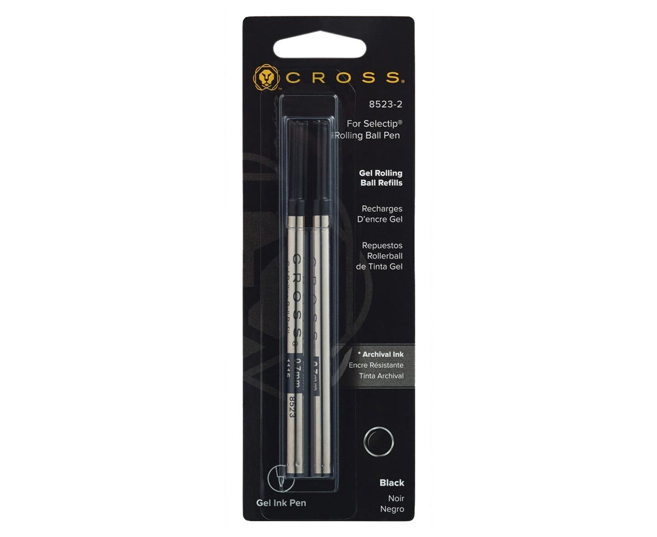 4 QTY Cross 8523 Selectip Gel Rollerball Pen Refills - Black - 2 Dual Packs