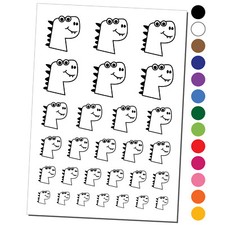 Silly Dinosaur Head Doodle Temporary Tattoo Water Resistant Set Collection