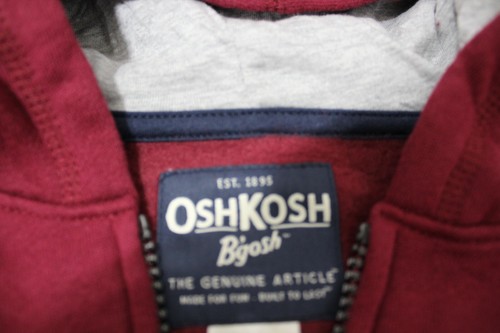 OshKosh Vintage Logo Hoodie Jacket Maroon - Size 6 Months - Picture 4 of 4