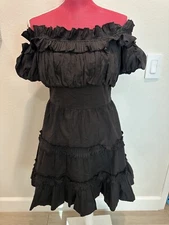 ANTHROPOLOGIE LOVE THE LABEL OFF SHOULDER MINI DRESS SIZE SMALL BLACK NWOT