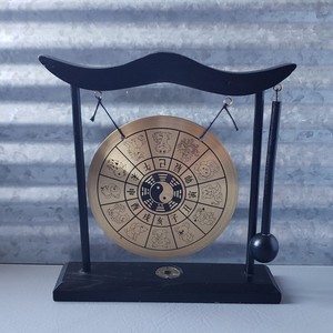 Gong Percussion Desk Gong W/ Mallet Home Decor Gift 7.75" T 7.25" W 2" D