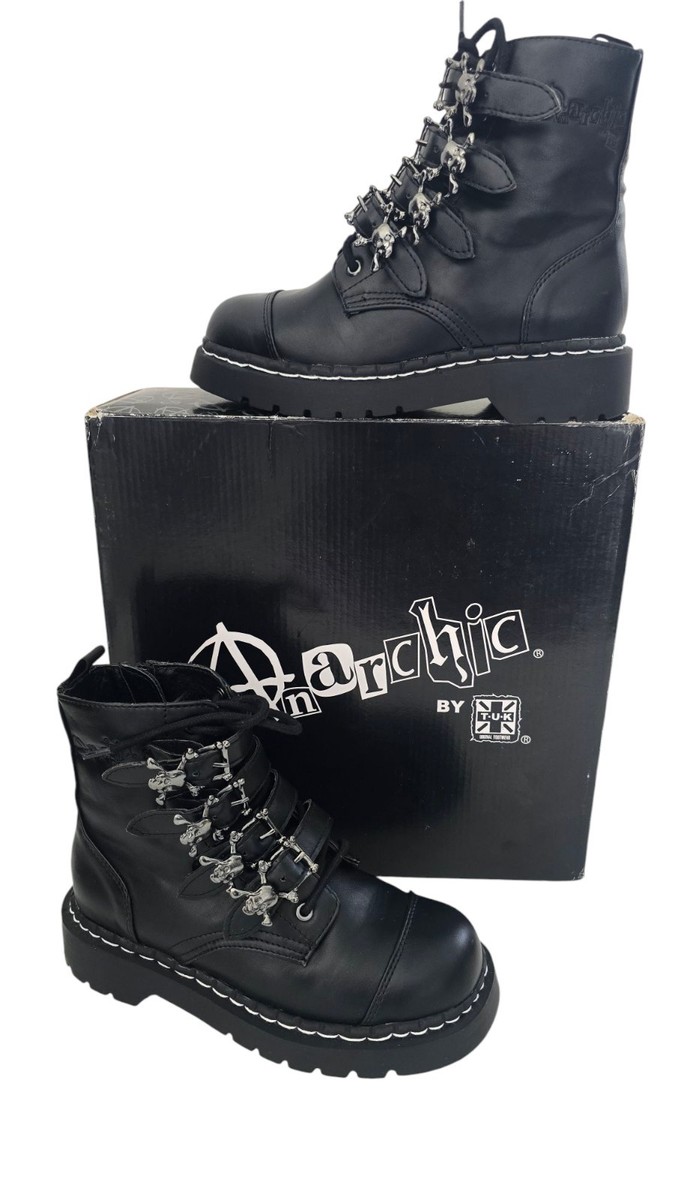 Anarchic Black Vegan Leather Gothic Skull Studded Zip-up