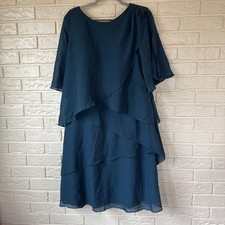 Mother Of The Bride Groom Dress Size 16 Teal Chiffon Tiered