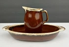 Set Of 2 Hull Pottery Oven Proof Made In USA Pieces : Brown Drip Dish & Creamer