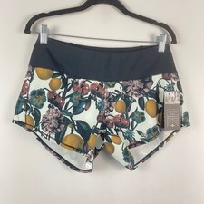 Oiselle Roga Running Shorts Size 4 Floral Print Pull On Multicolor