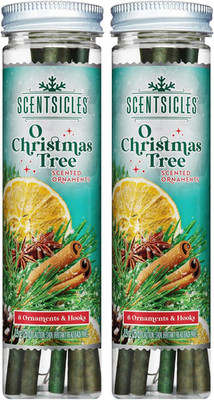 O Christmas Tree Scented Christmas Ornaments with Hooks - 2 Bottles (12 Sticks T