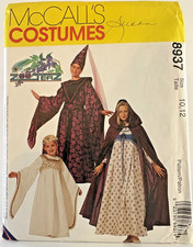 Girls' Medieval Costumes gown, vest, belt and hat, cut pattern size, 10, 12