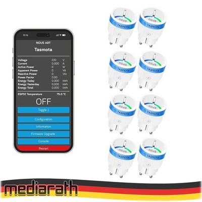 8X Nous A8T 10A WiFi Matter Smart Socket Stromzähler Tasmota - opt. calibrated