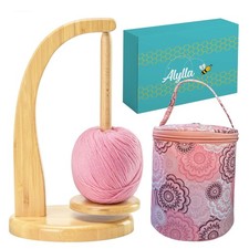 Alylla Wooden Yarn Holder and Spinner, Crochet Organizer for Balls, Skeins an...