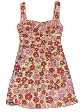 CIDER Pink, Gold Sequin Size XXS Floral Lined Sleeveless Mini Party Dress - NWT