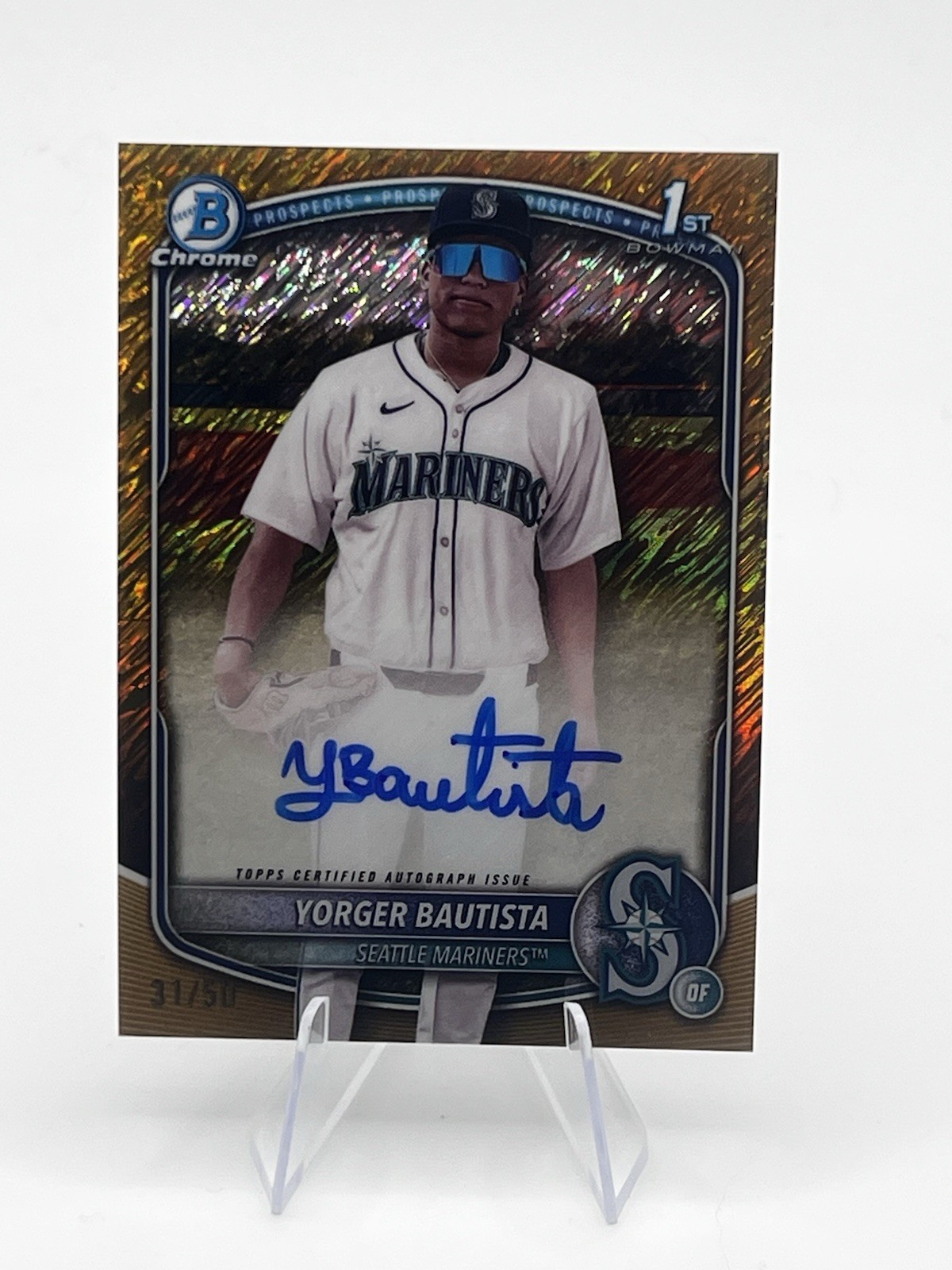 2025 Bowman Chrome Yorger Bautista #CPA-YB 1st Bowman Auto Gold Shimmer /50