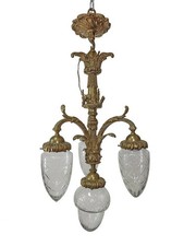 Antique French bronze & glass chandelier