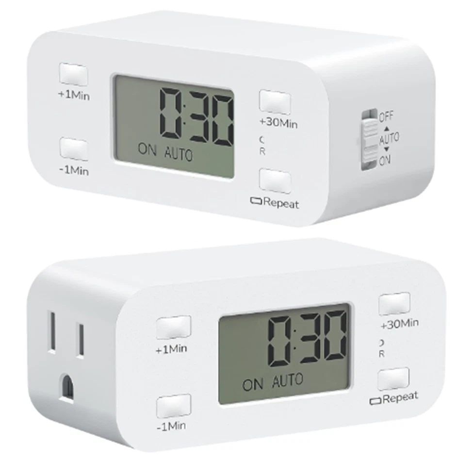 Digital Countdown Timers for Electrical Outlets Indoor w/Repeat, Auto Shut Off