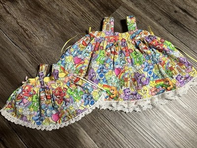 2pc Handmade Care Bears Doll Dresses. 2 Sizes. Dress Only