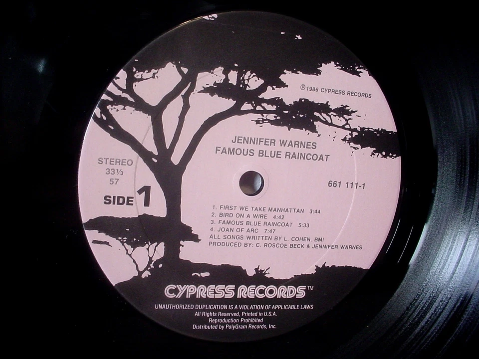 JENNIFER WARNES Famous Blue Raincoat 1987 Cypress 661 1111 Stevie Ray Vaughan - Image 4 of 4