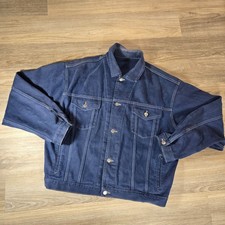 Vintage Y2K Gap Denim Trucker Jacket Mens L Blue Dark Wash 100 Cotton Jean 2000