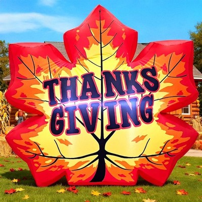 KOOY 4.7FT Thanksgiving Inflatables Decorations Blow Up Fall Maple Leaf with LED