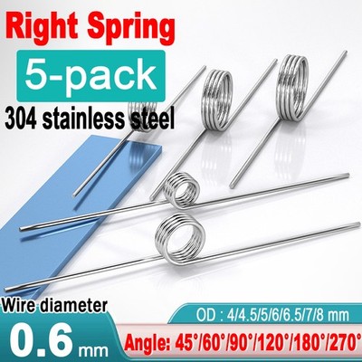 V-type Rotary Torsion Spring 304 Steel Wire Diar 0.6mm, OD 4-8mm, Angle 45-270°