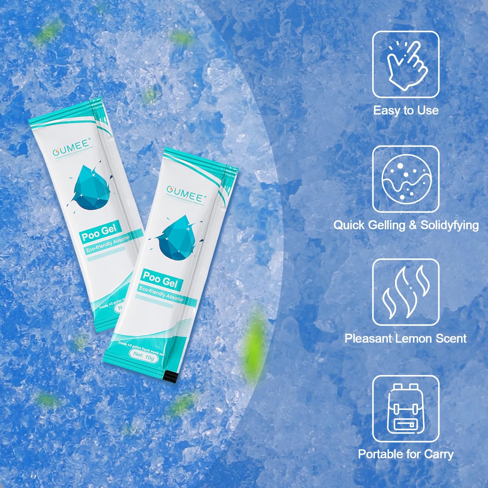 30 PACK Poo Gel for Portable Toilet, Camping Toilet Powder for Potty Bags, Ec...