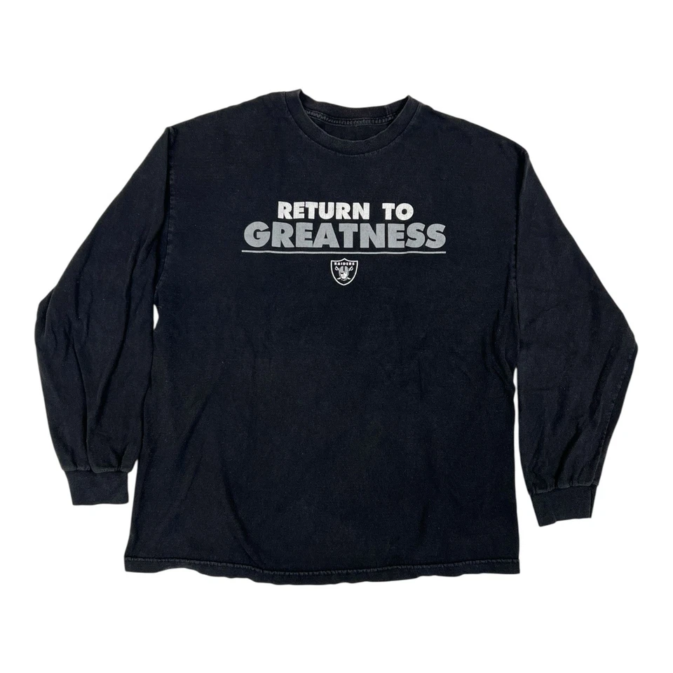 Camisa manga larga Oakland Raiders talla Laege “Return to Greatness” encuadernada en playoffs Foto 2 de 4