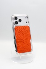 COFFRET MAGNÉTIQUE EN CUIR DE CROCODILE ORANGE PLATINE AVEC CRISTAL. CAM...