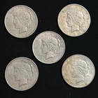 5 Lot - 1923 Mixed Peace Dollars - Very Fine Condition - 90% Silver Dollar