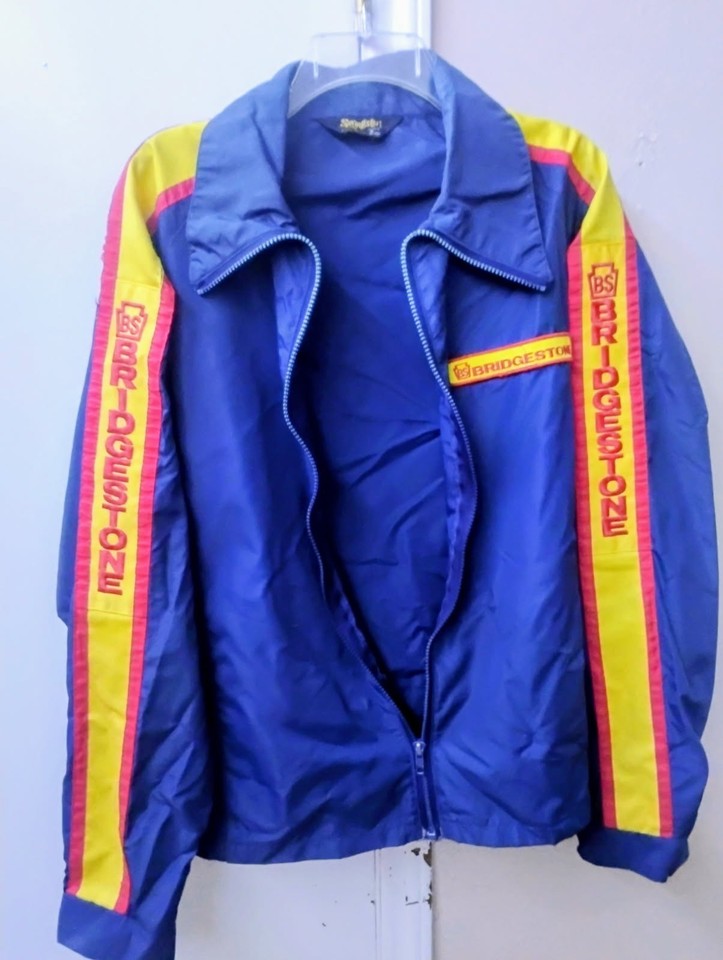 Vintage 70s Bridgestone Racing Jacket by Swingster – Navy Blue Pit Crew ...