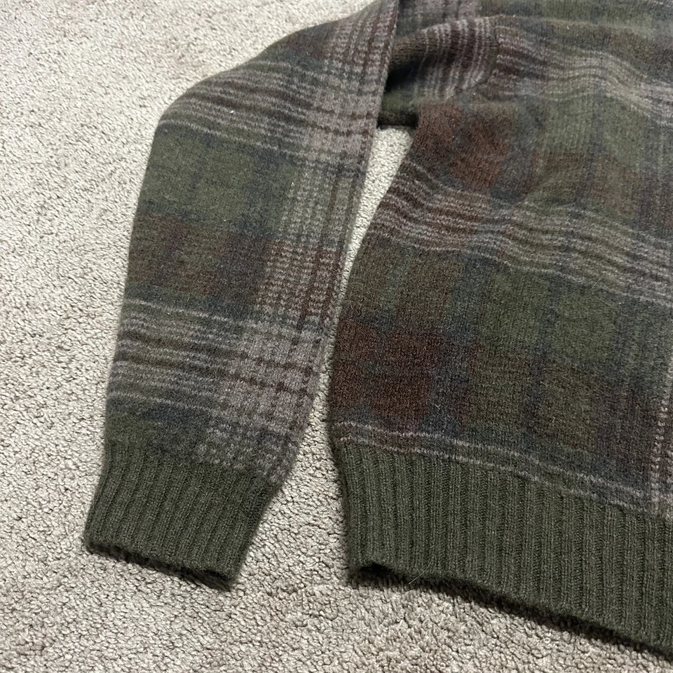 Suéter Polo Ralph Lauren Vintage Años 80 L Lana Verde Lana de Cordero Cuadros Núcleo de Cabina Foto 3 de 4