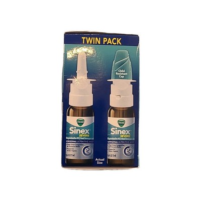 Vicks Sinex SEVERE Nasal Spray Original Ultra Fine Mist, 2-Pack, 0.5 FL