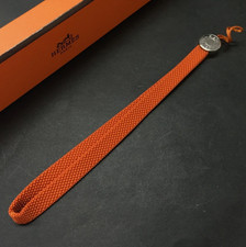HERMES Serie Ipso Mobile Phone Strap Charm Orange Canvas with Box Sellier PM