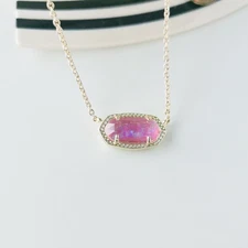 Kendra Scott Elisa Gold Fuchsia Kyocera Opal Pendant Necklace