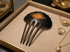 Vintage Tortoiseshell Hair Comb, Openwork Style, Retro Japanese Ornament