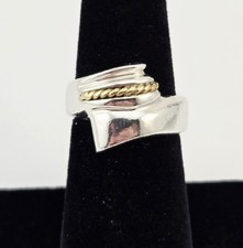 VTG Mexico 925 Sterling Silver  Brass Taxco Modernist Twist Ring Size 6 - 7.5g