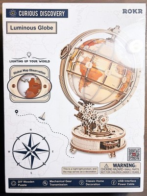 ROKR Curious Discovery Luminous Globe Woden 3D Puzzle ST003 New