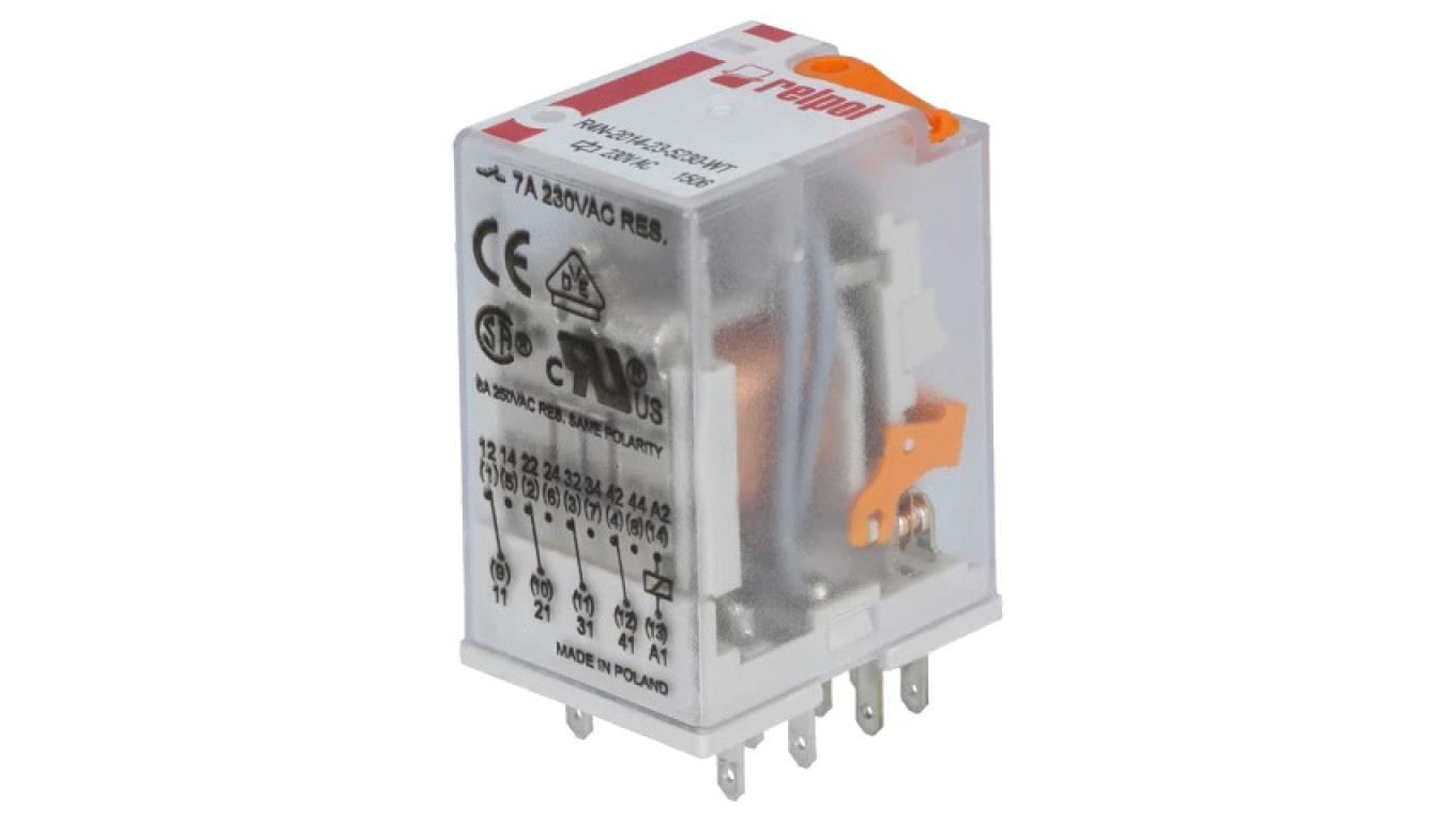 R4N2014235230WT Relay: Electromagnetic 4PDT Coils: 230VAC 6A/250VAC /T2UK
