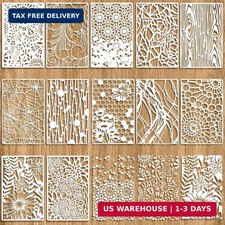 12 Pcs Abstract Geometric Texture Stencils for Painting, Mixed Stencils for Craf