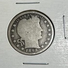 1892-S Barber Silver Quarter