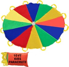 Sonyabecca Parachute 10 Feet for Kids with 12 Handles Play Parachute for 8 12 Ki