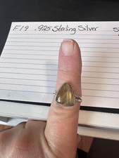 .925 Sterling Silver Ring featuring a Triangulare Rutilated Quartz Cabochon