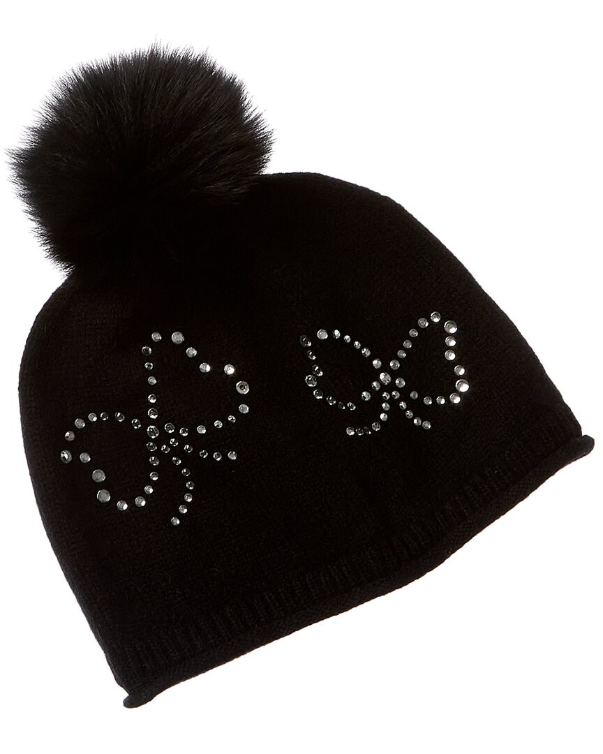 Кашемировая шапка Sofiacashmere Heatset с бантом из кашемира Женская черная.